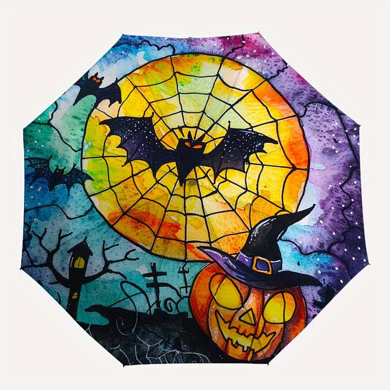 Spinnennetz Fledermaus Kürbis Hexenhut Buntglas Untersetzer Set of 4 Regenschirm Tag Geschenk Y215