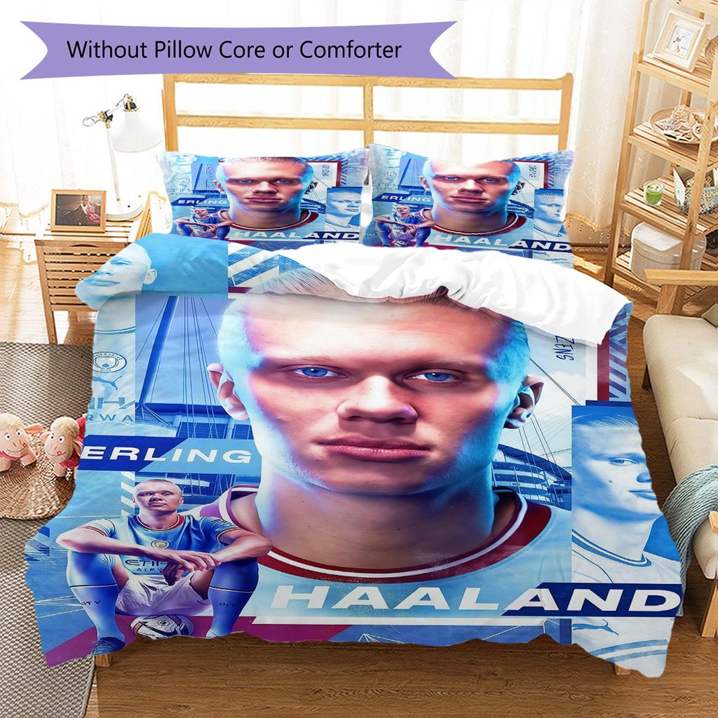 Erling Haaland Set Copripiumino Matrimoniale Coperta Federe Decorazione Casa Regalo di Compleanno (1 * copripiumino + 2 * federa, senza nucleo)