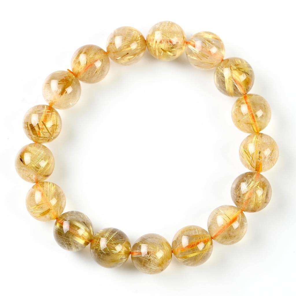 Jewelry Town Shosenkyo Rutilated Quartz 13mm 18cm Inner Power Stone for Good Fortune and Career [Eigado] Bracelet, Beads, Diameter,