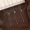 Silver Splicing Pull Asymmetric Sheep Pendant Necklace Long Sweater Chain Anti-Fade Trendy Jewelry for Music Festival Accessory