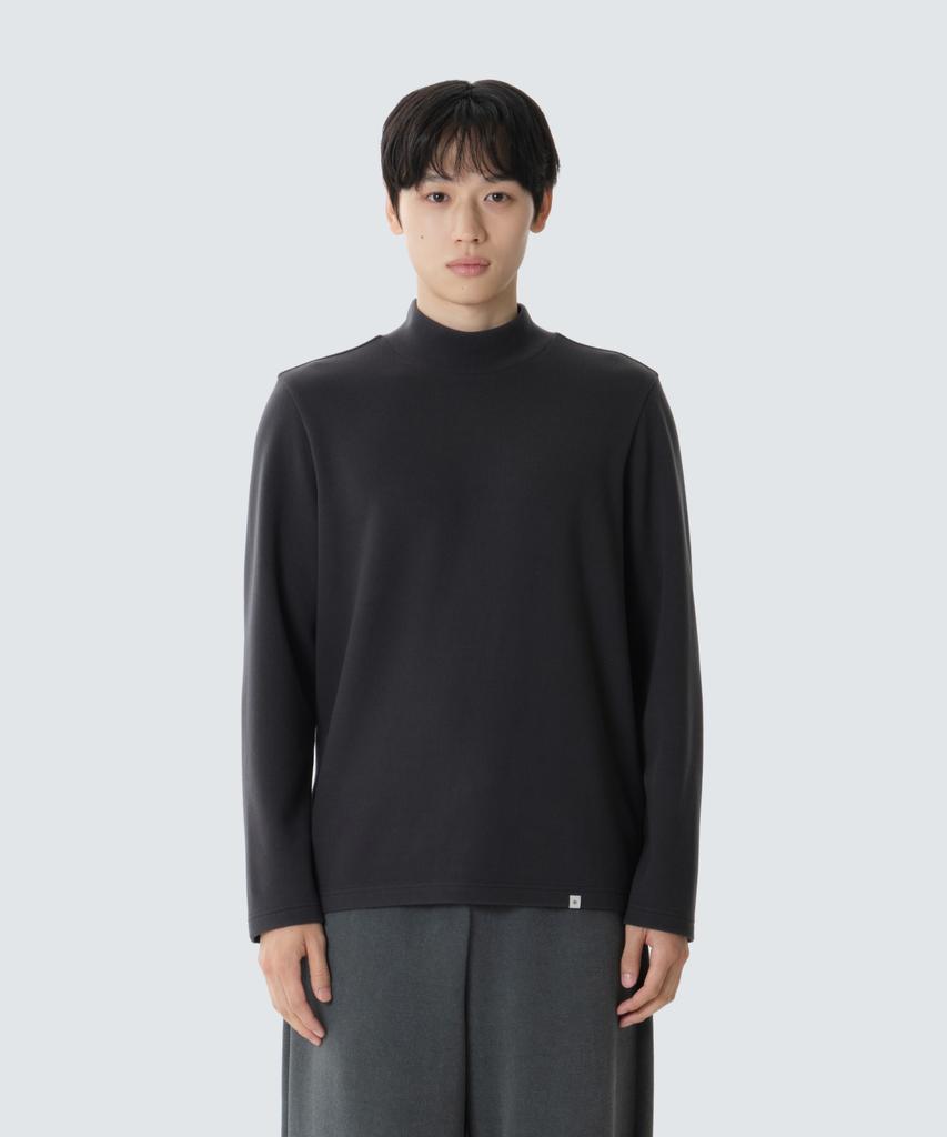 SNOWPEAK APPAREL Ribbed Mock Neck Long Sleeve T-Shirt (S26Fmftl32) Charcoal