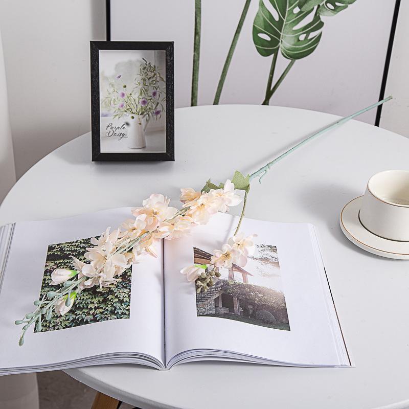 Artificial Flowers Delphinium Flower Branch Fake Leaf for Wedding Decoration Outdoor DIY forHome Decorative Hyacinth Silk Flower
