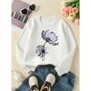 Kids Unisex Crewneck Sweatshirt, Minimalist Gray Poppy Flower Art Print Soft Fleece Pullover For Kids Over 4 Years Old