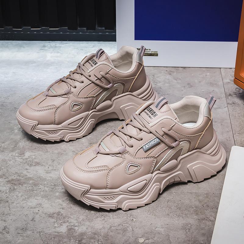 

Дышащие маленькие белые туфли с толстой подошвой и увеличенным подъемом для бега, женская спортивная обувь, универсальная женская обувь, осенняя пора 40 хаки