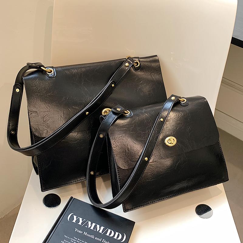 High Quality Retro Large Capacity Shoulder Bag  Autumn Winter New Women's Texture PU Crossbody Bags Casual Male Briefcase