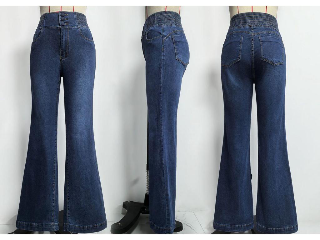 2025 Women's European & American Style High Waist Stretch Skinny Flare Denim Pants
