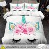 Cartoon Rainbow Print Unicorn Duvet Cover Set Multi Size Quilt Cover Queen Size Bedroom Bedding Decoration Machine Washable Adult Boy Girl