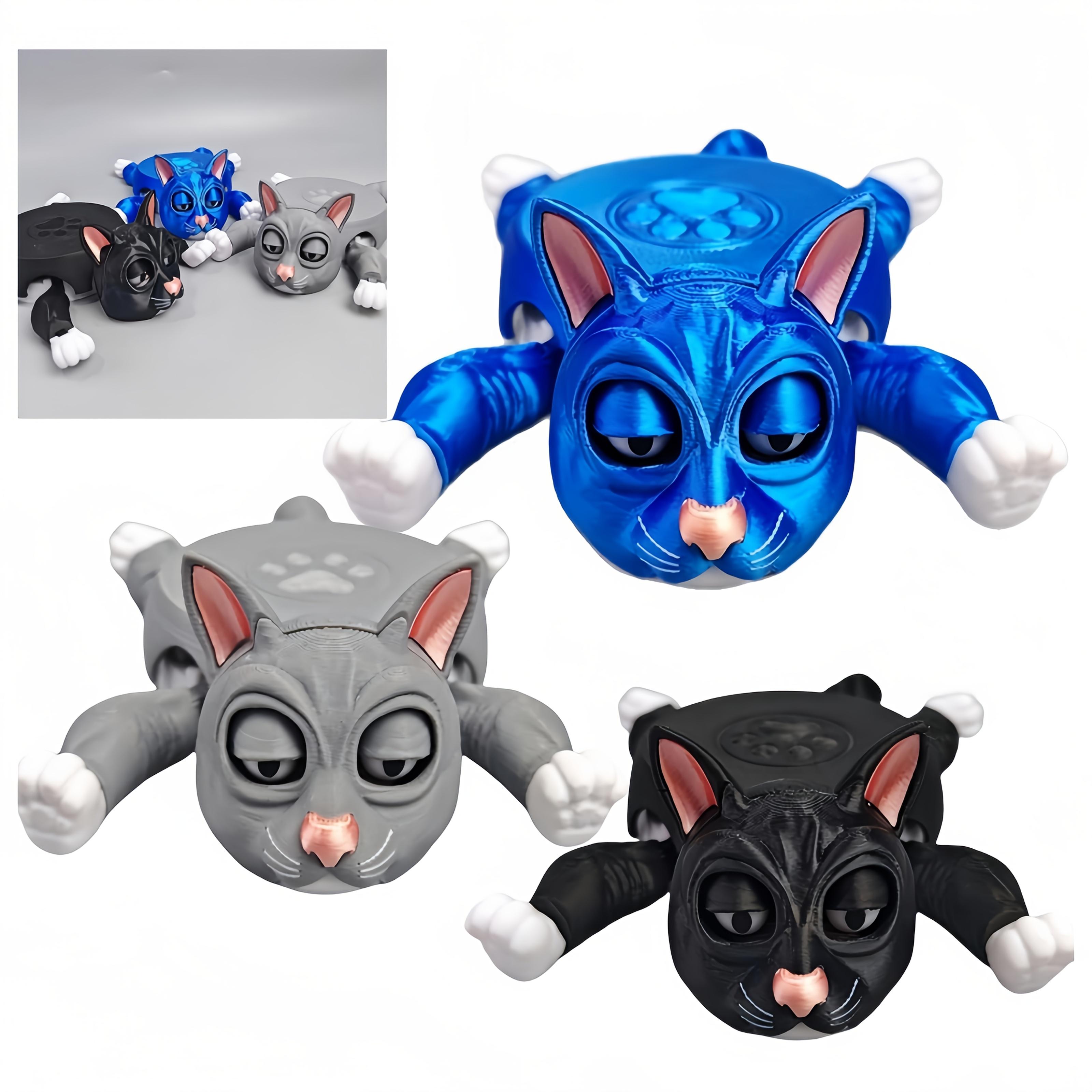 

1pc Surprise Cat Cup Coaster 3D Printed Press to Wide Eye Fun,Durable Plastic Non Slip Heat Resistant Coaster for Halloween Christmas Easter чорний