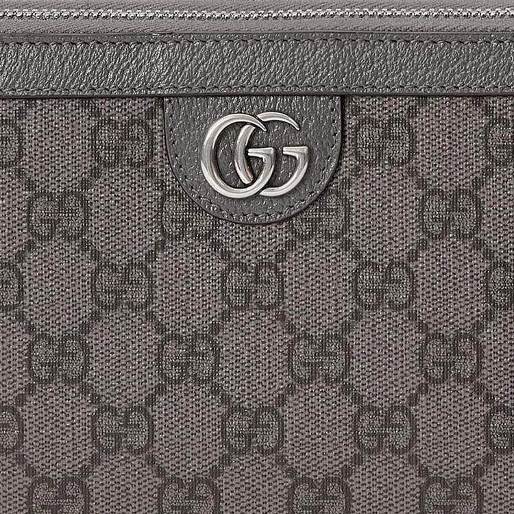 Gucci Ophidia Double G Logo Zip Closure Canvas And Leather Travel Bag Women Bags Gray 751610-UULBN-1244