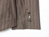 Striped Padded Shoulder Suit Jacket & Pleated Trousers Set