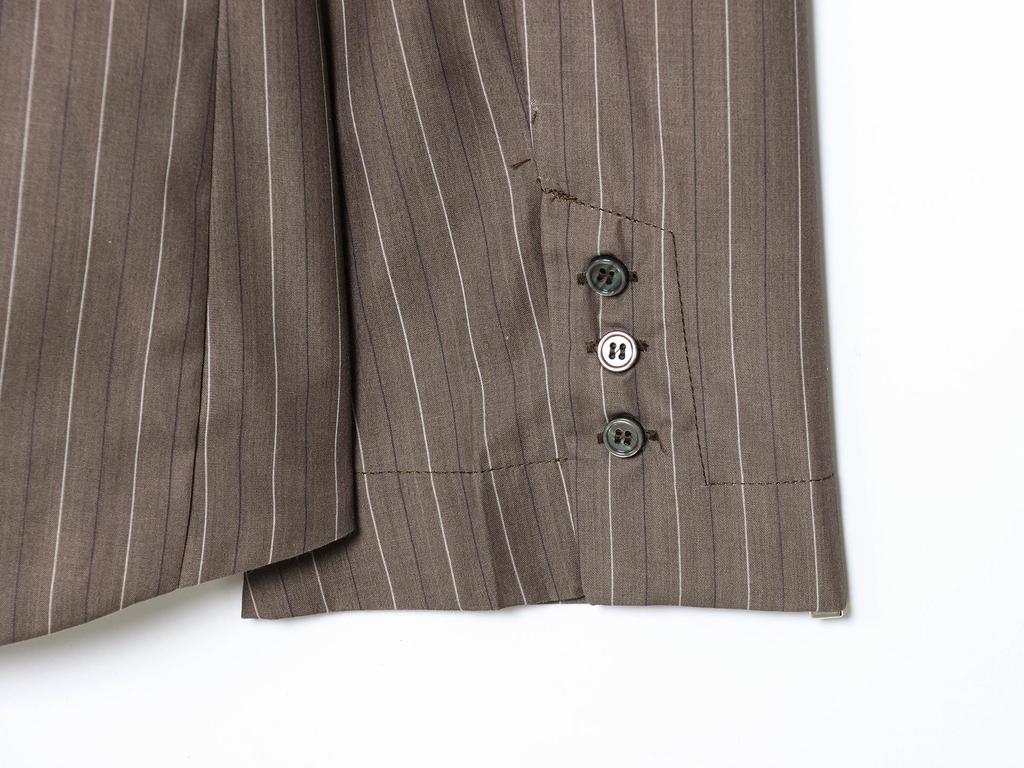 Striped Padded Shoulder Suit Jacket & Pleated Trousers Set