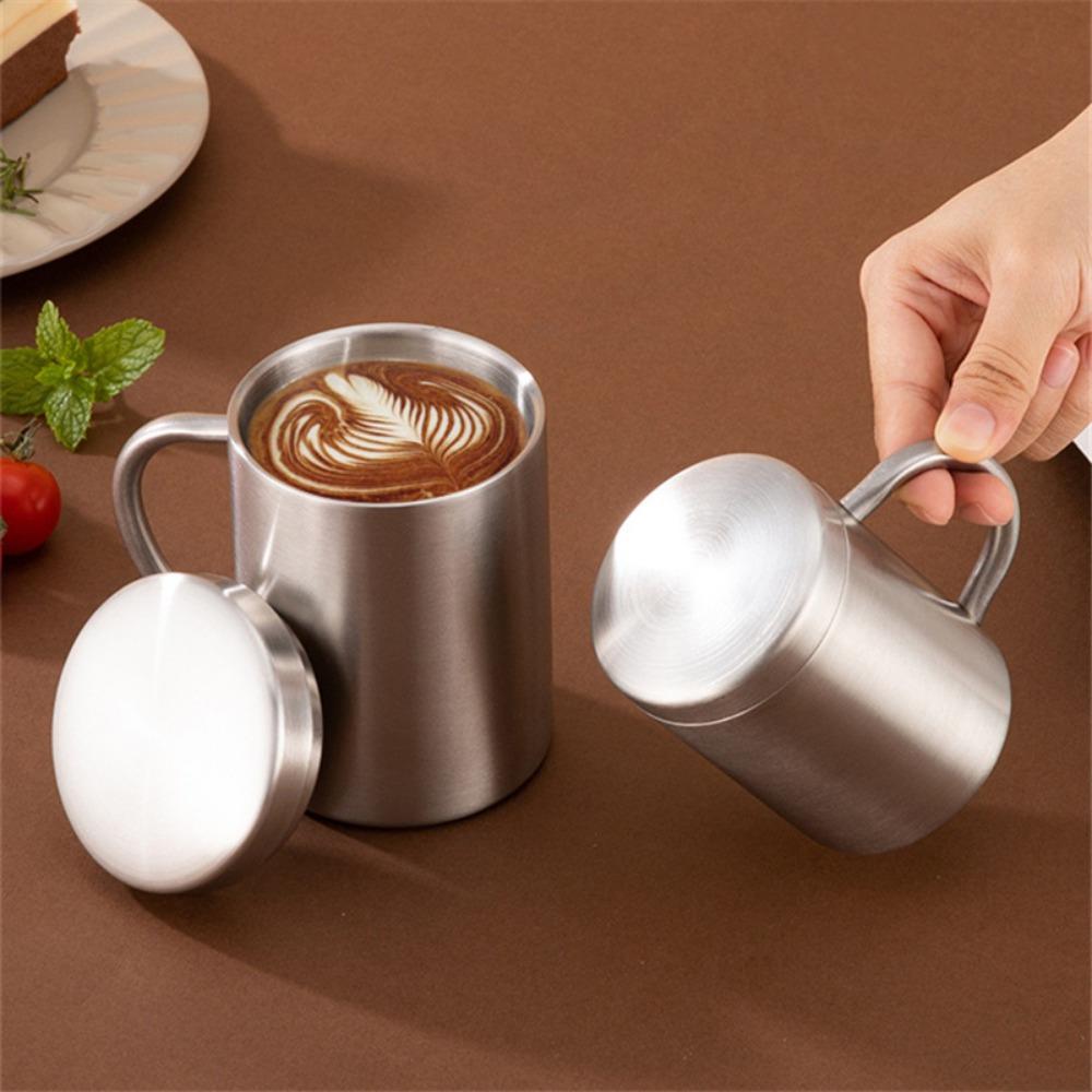 

400ML Stainless Steel Coffee Cup Drink Cup Teacup Mug with Lid 400ML