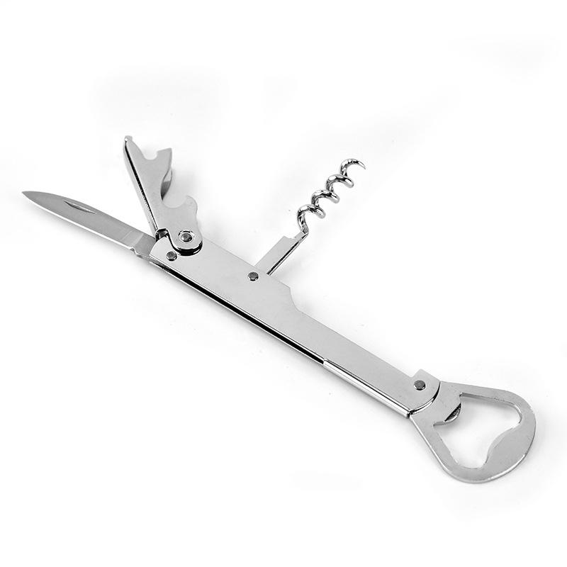 Multifunctional Stainless Steel Wine Corkscrew with Knife, Beer Bottle Opener, Can Opener
