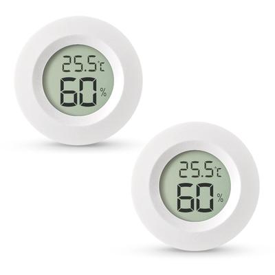 BOMATA Mini Higrometr Termometr Zestaw Cyfrowy LCD Odpowiedni dla Dziecka Biały & 2, Przełącznik, Kompatybilny z Klejem/Do Wpuszczania, Ekran, Szklarnie, Piwnice,