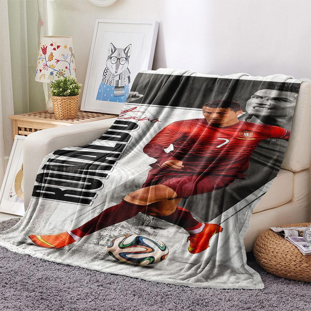 1PC Cristiano Ronaldo Patterned Flannel Blanket Suitable For All Seasons for Home Decor Warmth and Comfort Gifts Holiday Present