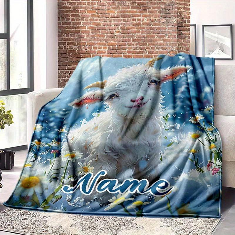 White Goat Customize Your Name Blanket Warm Comfortable And Soft Blankets Are Suitable For Home Lunch Break Blanket Office Sofa Sofa Gift To Relatives