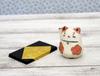 Craftsman House Good Luck Made In Japan Hand-painted Maneki-neko (Red Flower)