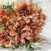 Simulated Flower Bouquet 5 Forks Flower Leaves Artificial Bouquet Realistic Silk Flowers Indoor Outdoor Decoration