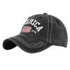 Vintage American Flag Embroidered Baseball Cap, Adjustable Washed Denim Hat for Men & Women, Patriotic Style
