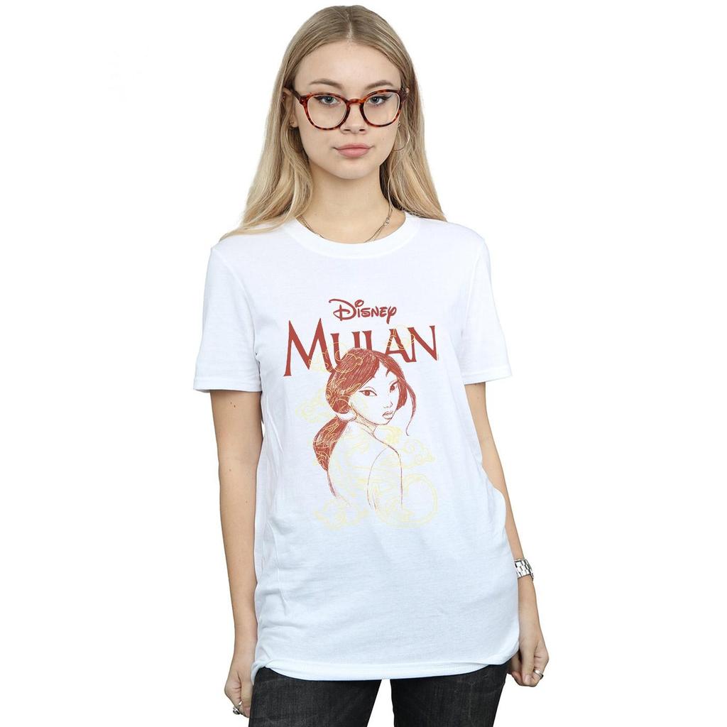 Disney Womens/Ladies Mulan Dragon Sketch Cotton Boyfriend T-Shirt