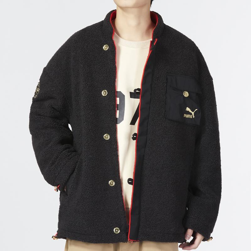 Puma Cny National Style New Year Series Bz Zaozhi Hoodie Brand Logo Embroidery Stand Collar Sports Casual Warm Cotton Jacket Men Hoodies 621823-01