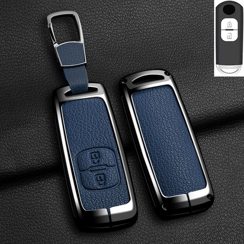 Zinc Alloy Car Key Cover Holder for Mazda Axela Atenza 3 2 6 CX3 CX5 CX30 CX8 CX9 MX5 RX7 RX8 SKYACTIV Remote Protector Keychain