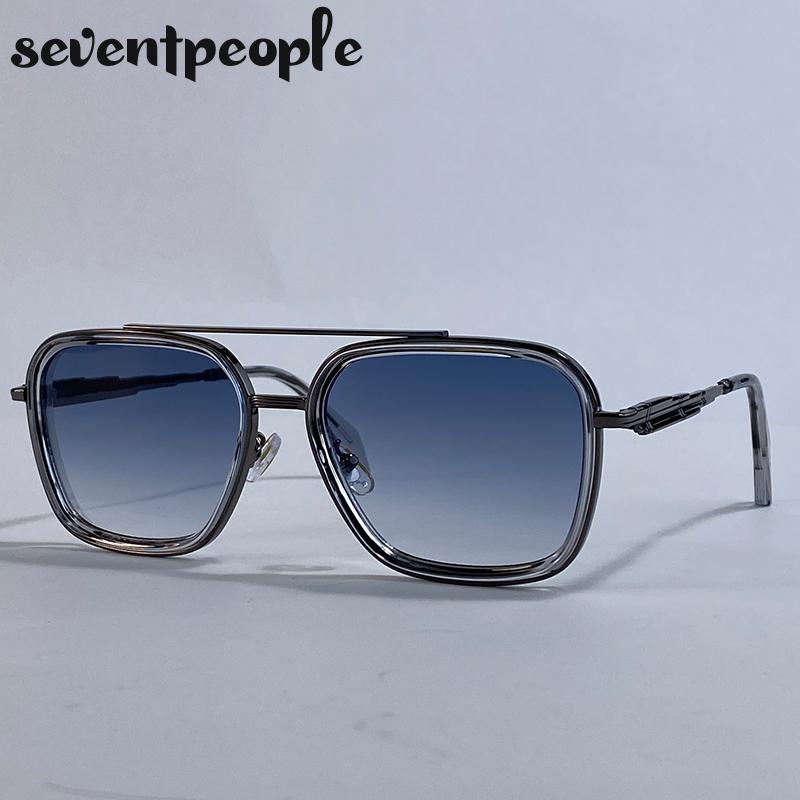 Oversized Square Steampunk Sunglasses Men Luxury Brand Vintage Metal Double Beam Sun Glasses Trendy Outdoor Shades For Male
