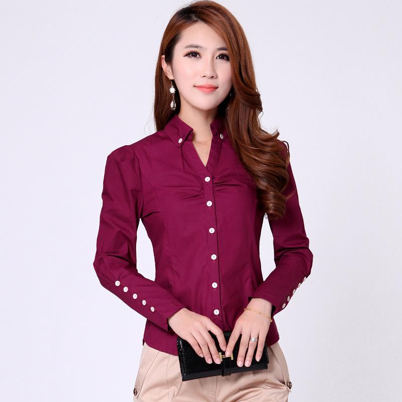 

Женская рубашка из хлопка с V-образным вырезом и длинными рукавами на весну и осень, однотонная, с одним рядом пуговиц, профессиональная женская одежда 3XL