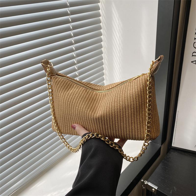 Beautiful Casual Solid Color Simple Daily Commuting Practical Versatile Lightweight Chain Single Shoulder Armpit Bag Handbag