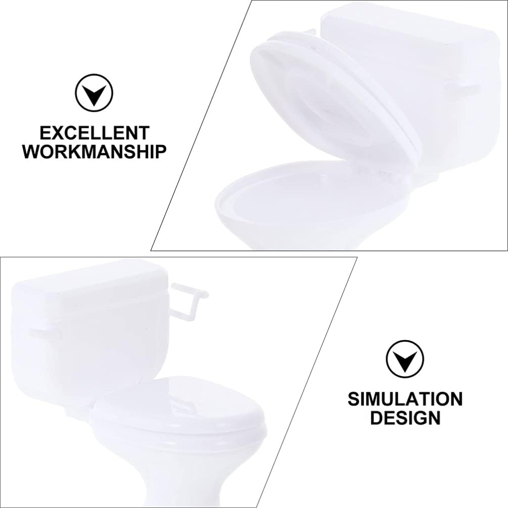 2 Pieces Miniature Toilet Dollhouse Miniature Furniture Toy for 1:12 Dollhouse Bathroom Accessories Fairies Garden Micro Landscape Dollhouse