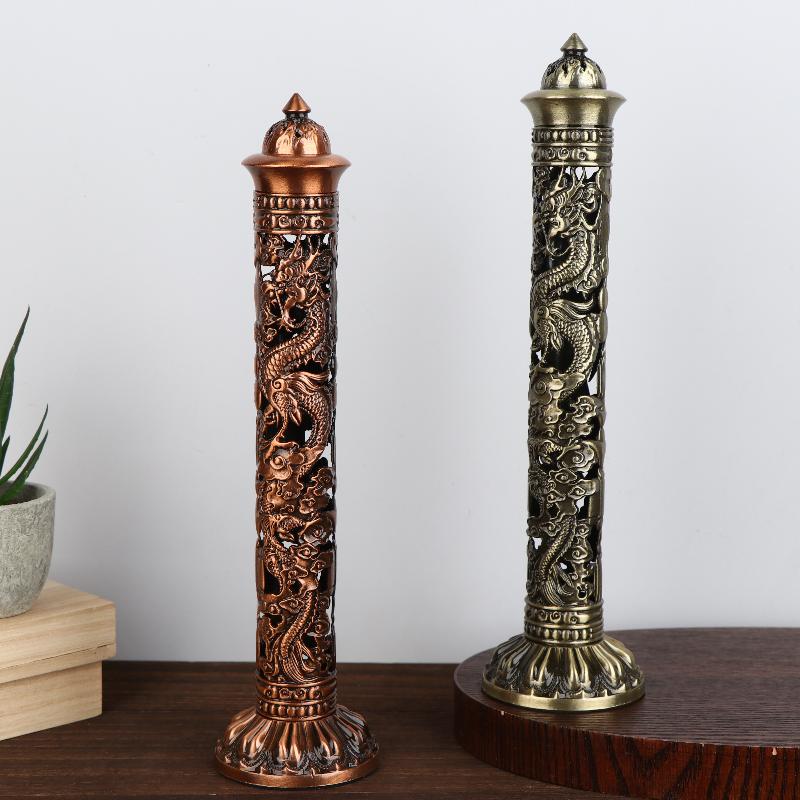Retro vertikální kadidlo, Buddha, srdce, sútra, drak, fénix, sloup, kovová vonná tyčinka, domácí kancelář, obřadní dekorace