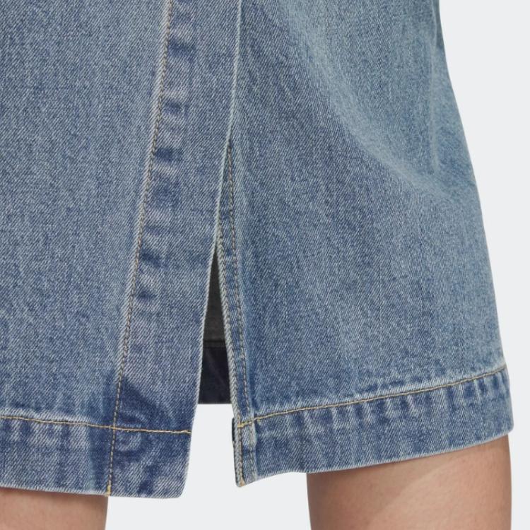 adidas Originals Serie Sport Lifestyle Gonna Lunga di Jeans a Righe Larga Comoda Donna Gonne Azzurro Chiaro JM8036