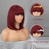 MISSQUEEN Short Bob Red Wine Wig with Bangs Synthetic Wigs for Women Straight Heat Resistant Lolita Cosplay Party Hair
