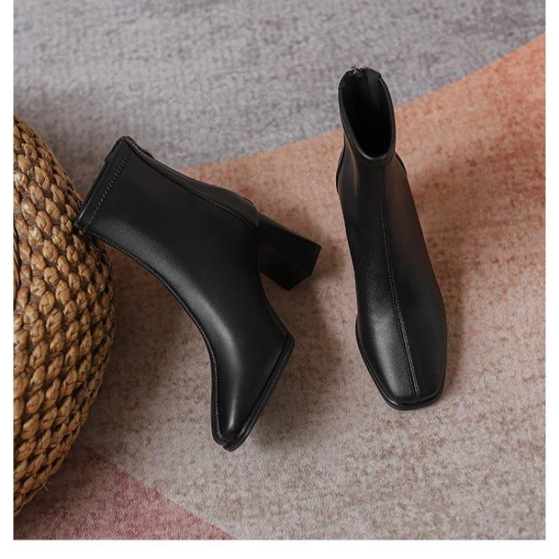 Fashion Ankle Boots for Women 2025 Winter British Style Back Zipper Fashion Boots Women's Rough Heel Suede Versatile Short Ladies Shoes