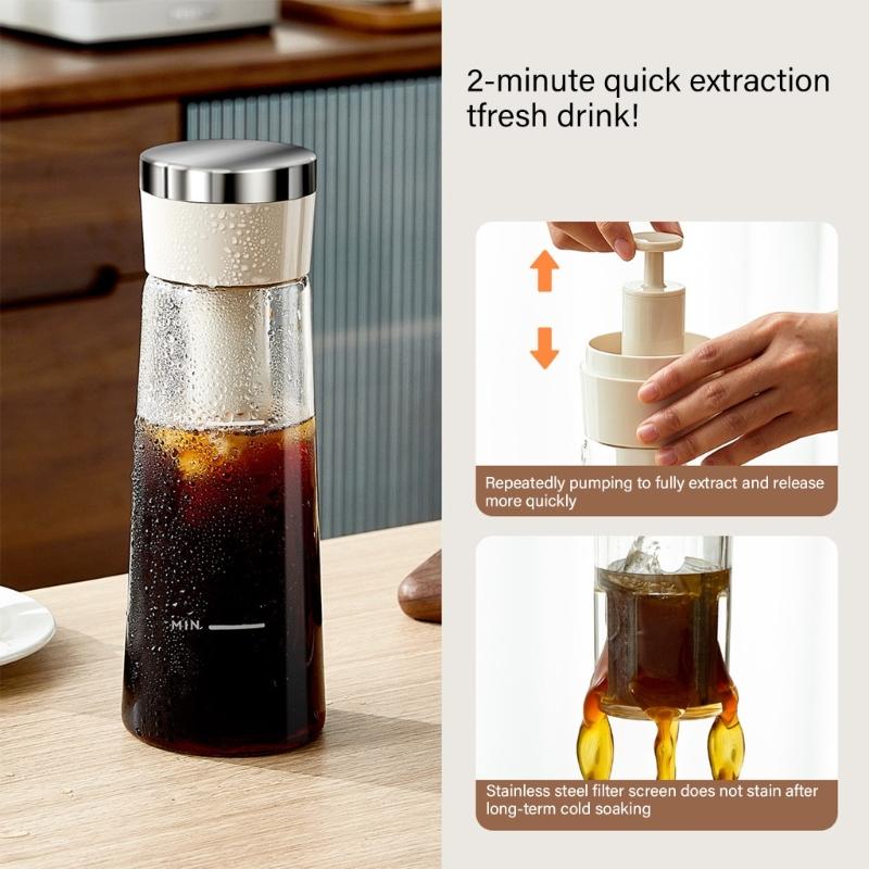 Insulated Travel Pitcher For Iced Coffee Teas Leak Proof Lid Durable Stainless Steel Outdoor Camping Hiking Accessories