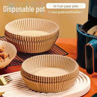 Papier de cuisson rond jetable spécial pour friteuses à air - Revêtement en huile de silicone pour utilisation au four