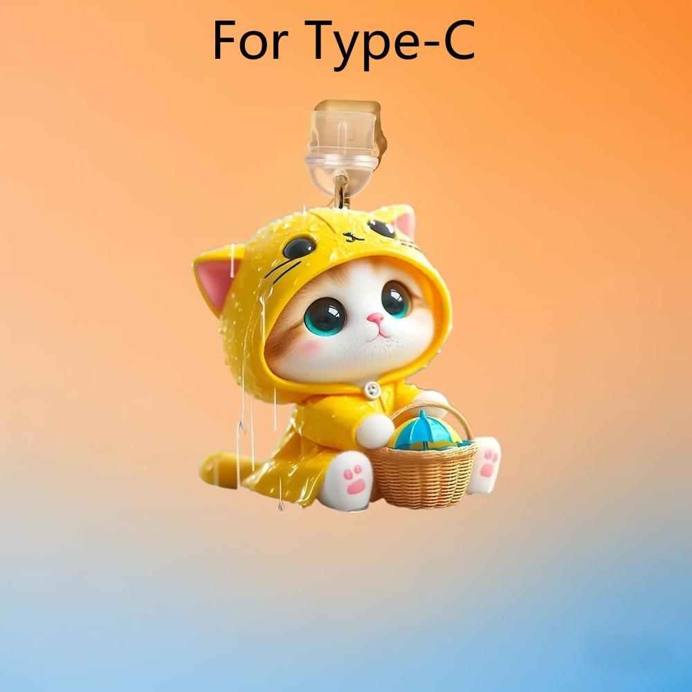 A Cat Phone Dust Plug Suitable For Iphone For Type-C Interface Dust Plug Phone Suspension Accessories Cute Cat