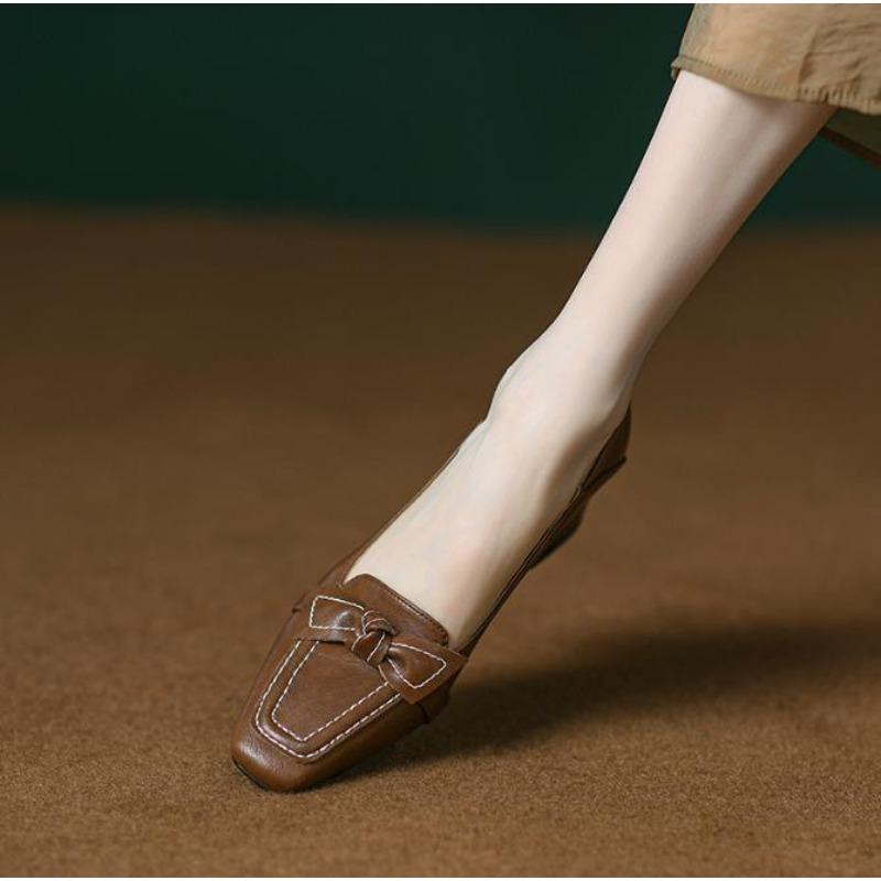 Fashion Retro Bowknot High Heels 2025 New Spring Autumn Fashion Elegant Square Toe Stiletto Chunky Heels Pumps Party Dress Casual Shoes