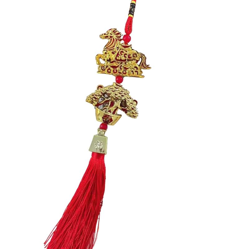 2026 Year Of Horse Wall Hanging Car Ornament Chinese New Year Red Gold Pendant Lucky Decora Housewarming Gifts