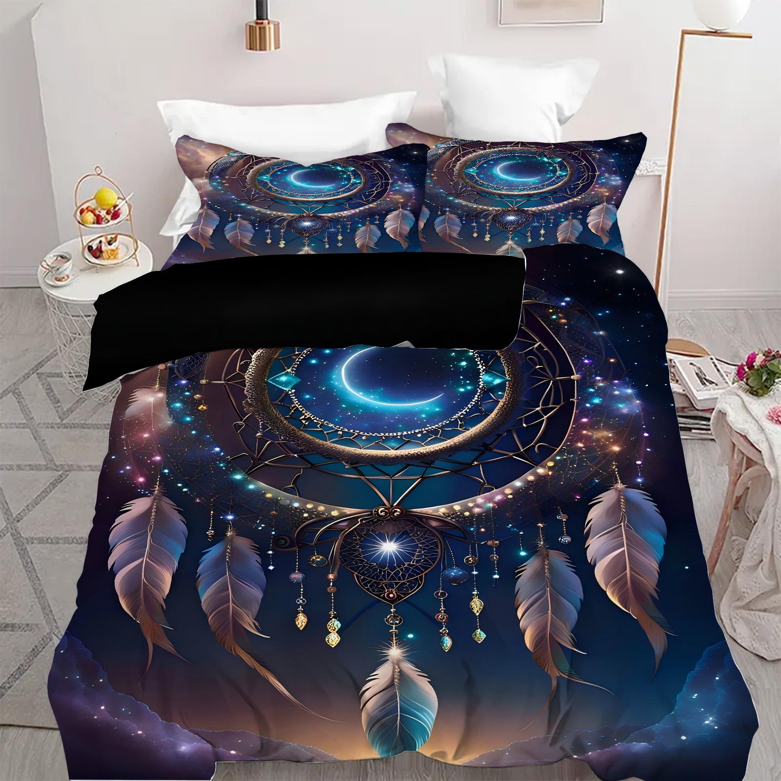 

Dream Catcher Butterfly Flower 3D Printed Bedding Cover Insect Theme Black Duvet Cover For Teens Adults Quilt Cover Pillowcase 135x200cm 2pcs