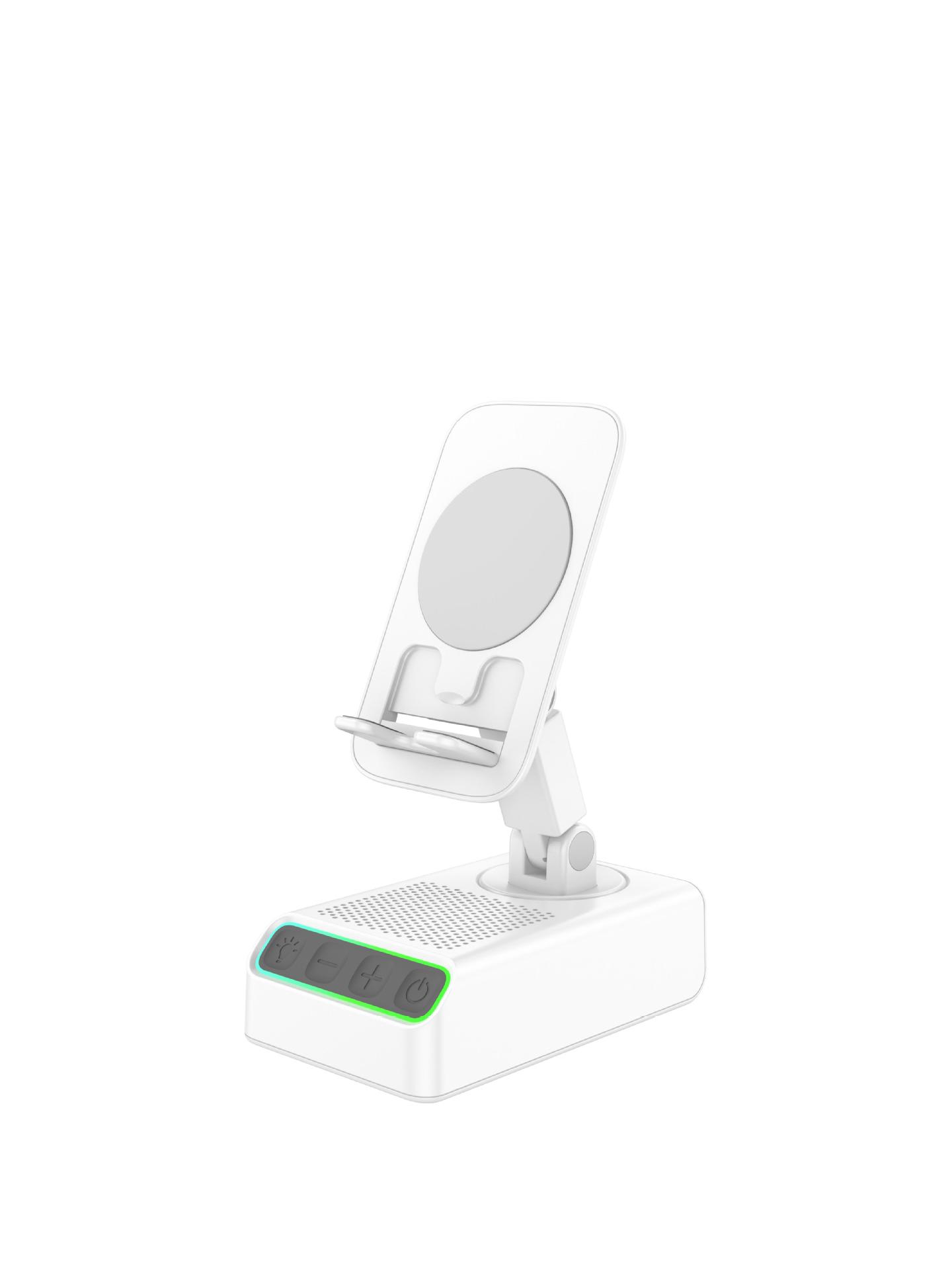 

Вращающаяся на 360° подставка для телефона и планшета с Bluetooth-динамиком, RGB-подсветкой и Hi-Fi настольным усилителем Stand and Auto-sensing Speaker белый