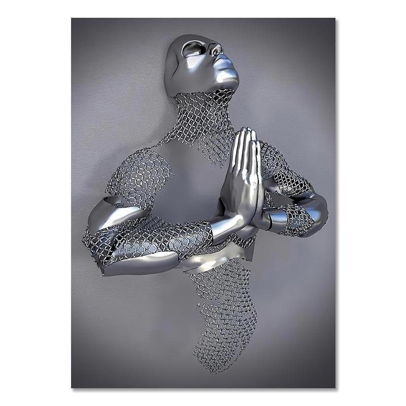 Metal Figure Statue Canvas Painting Romantic Abstract Posters Prints Wall Art Pictures Modern Living Room Decorations for Home