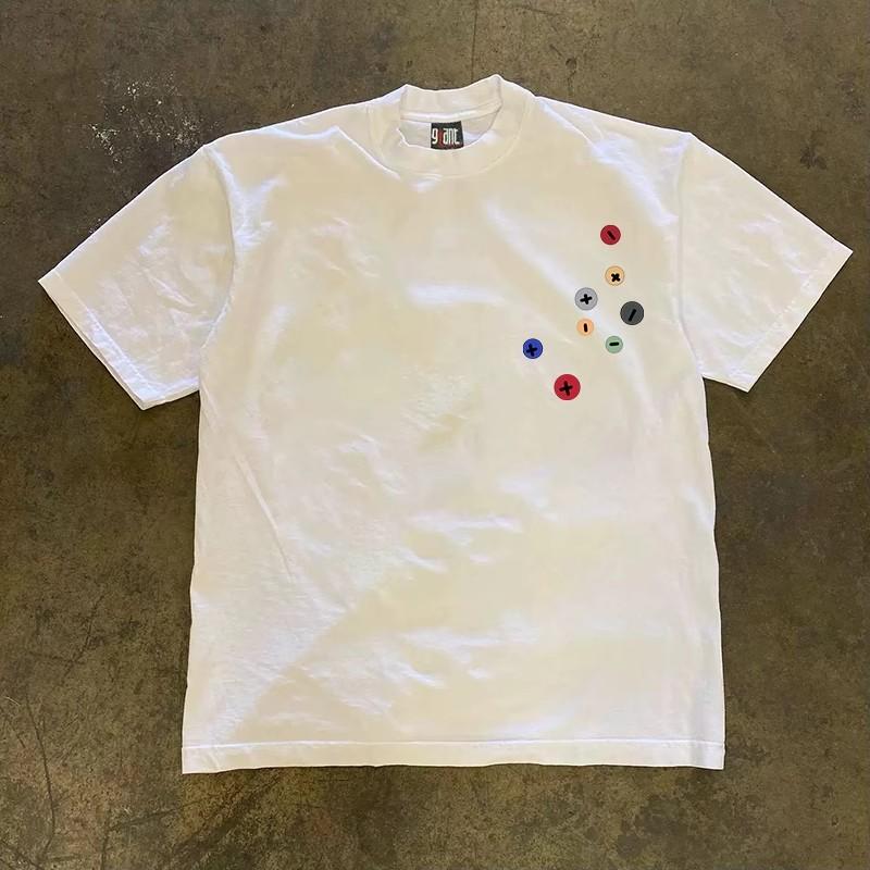 Pure Cotton Double Thread Loose Fit Short Sleeve Tshirt For Couples American Retro Style Unisexs Casual Unisexs Summer Top