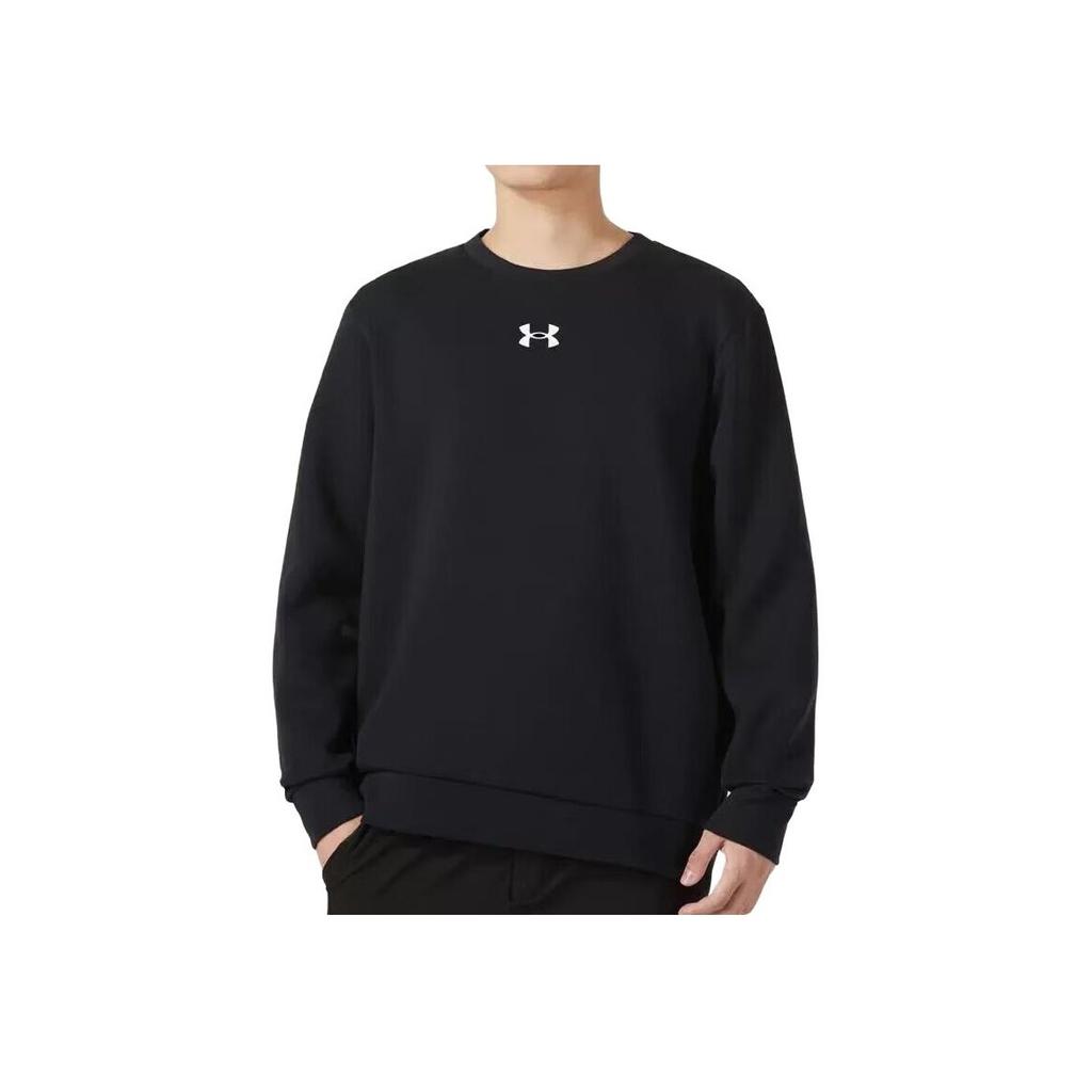 Under Armour Solid Color Logo Crew Neck Sweatshirt Unisex Tops Black 23600306-001