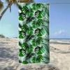 Monstera & tropisches Blumenstreifen Strandtuch, Weich Schnelltrocknend, Perfekt Für Tragbare Outdoor-Reisen, Camping Und Sommerstrand