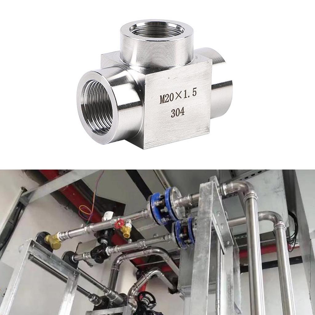 Stainless Steel High Pressures T Shaped Tees Fitting Thickened Wall Double Threaded Ports for Industrial Pipe Connection