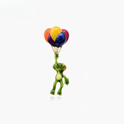 Enamel Balloon Frog Brooch - High-end, Niche Women's and Men's Corsage Hairpin - Scarf Pin Accessory