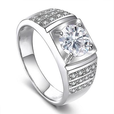 2 Karat Kristal Zirkonyum Elmas Değerli Taş Yüzükler Erkekler Kadınlar Beyaz Altın Gümüş Renkli Moda Takı Düğün Bandı Bague Hediyeleri
