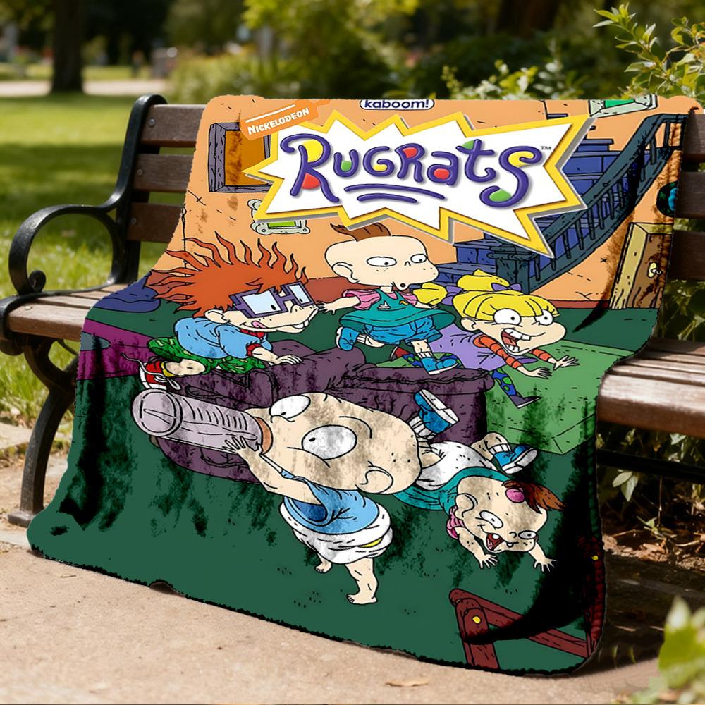 1pc Rugrats Outdoor Flannel Blanket, Lightweight Warm Cozy for Travel Camping Office Soft Polyester Fabric