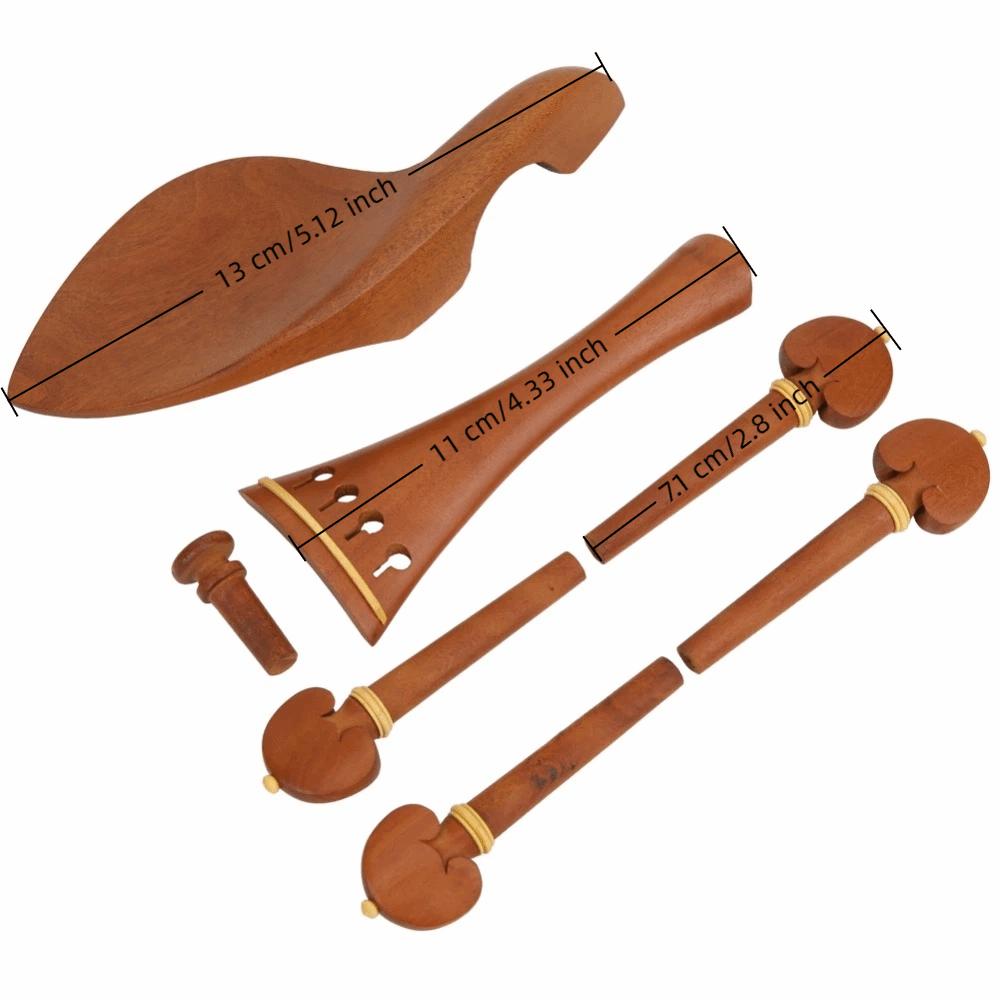 Jujube Wood Violin Tailpiece Set Wooden Color Violin Chin Rest  Violin Replacement